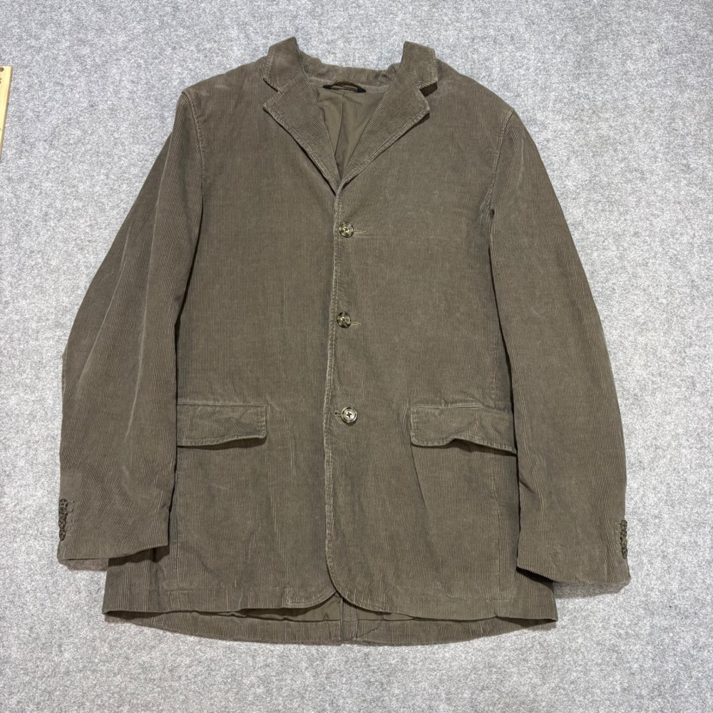 Banana Republic Mens Corduroy Blazer Olive Brown 3-Button Sport Coat 46L